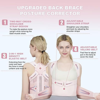 Posture Corrector for Women and Men Upgraded Back Brace, Adjustable Back - Image 3