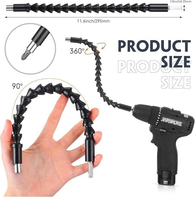 17 Pcs Flexible Drill Bit Extension 105 Degree Right Angle Drill Adapter - Image 8