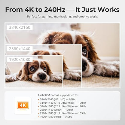 TESmart HDMI KVM Switch 2 Monitors 2 Computers 4K@60Hz, USB 2.0, Dual Monitor - Image 5
