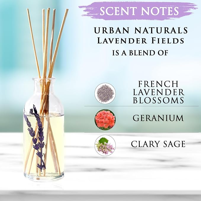 Urban Naturals Lavender Fields Oil Essential Oil Reed Diffuser Set - Image 3