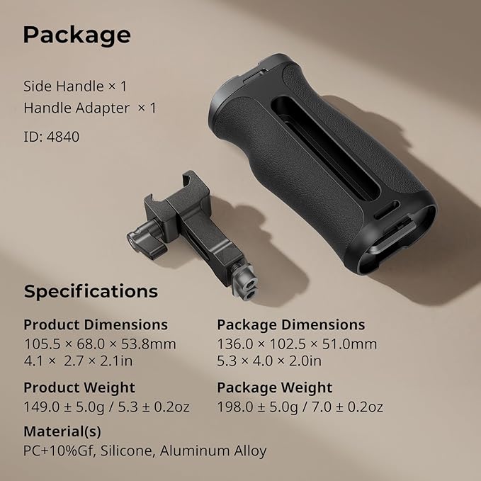 SmallRig Mini NATO Side Handle for Camera Cages, Universal Ergonomic Side - Image 8