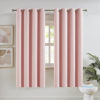 DUALIFE Pink Curtains for Bedroom 72 Inch Length Room Darkening Curtain for by DUALIFE