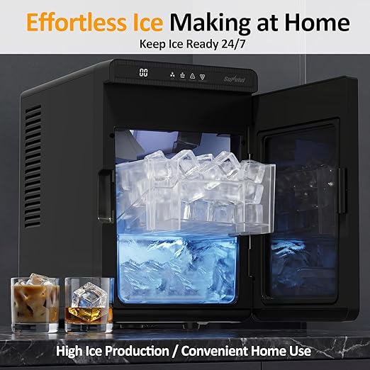 Sunvivi Clear Ice Maker, Compact Countertop Ice Machine, Fast 10-Min Ice - Image 8