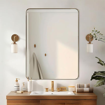 ANDY STAR Gold Bathroom Mirror, 30x36 Brushed Brass Rectangle Mirror - Image 7