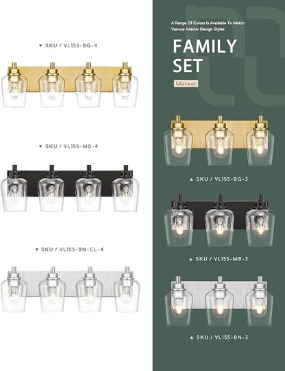 METWET Bathroom Light Fixtures, 4-Light Modern Vanity Light - Image 7