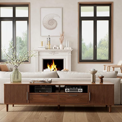 TIMBERKNOWS Mid-Century Modern TV Stand Fits TVs up to 60, Fluted TV Consoles - Image 5
