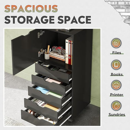 DEVAISE 5-Drawer Wood File Cabinet, Mobile Filing Cabinet - Image 4