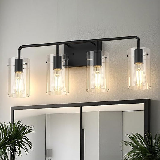 L LOHAS LED 4-Light Bathroom Light Fixtures, 26.37" Black Bathroom Vanity Light by LLOHASLED