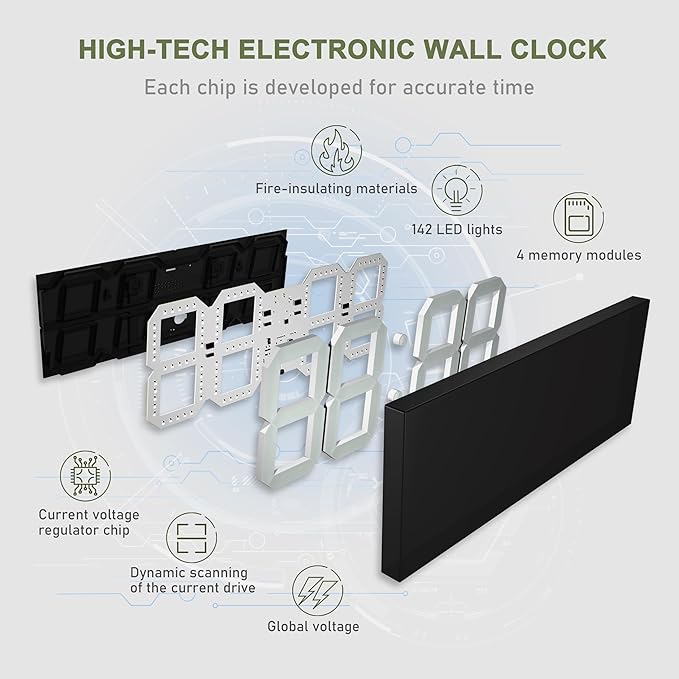 CHKOSDA LED Large Digital Wall Clock, Oversize Digital Clock - Image 6