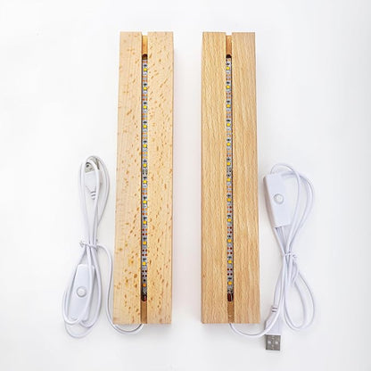 ZEERSHEE 2 Pcs 9.4 Inch Wooden Rectangle LED Light Display Pedestal - Image 2