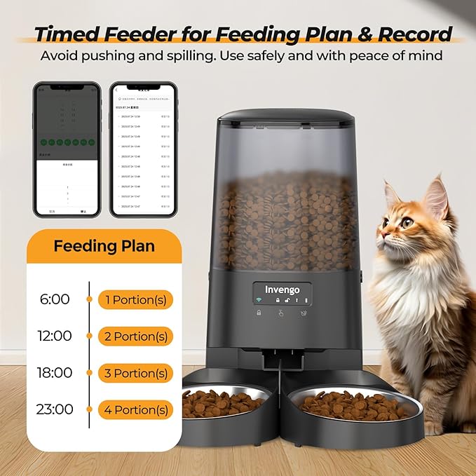 Automatic Cat Feeder with App Control, 5L Food Dispenser - Image 3