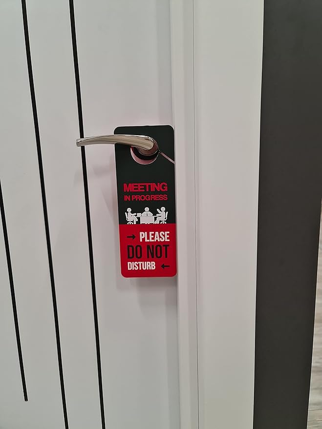 Business Design, Meeting In Progress Do Not Disturb Door Hanger Sign, 2 Pack - Image 5