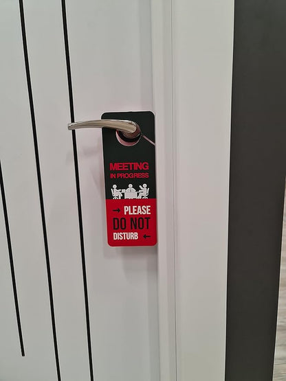 Business Design, Meeting In Progress Do Not Disturb Door Hanger Sign, 2 Pack - Image 5