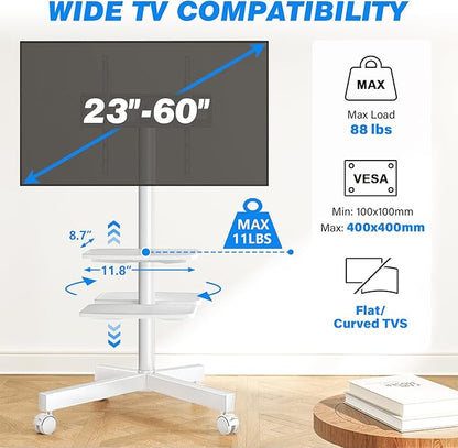 Rfiver Mobile TV Stand for 23-60 Inch LCD LED Flat/Curved Panel Screen TVs up - Image 2