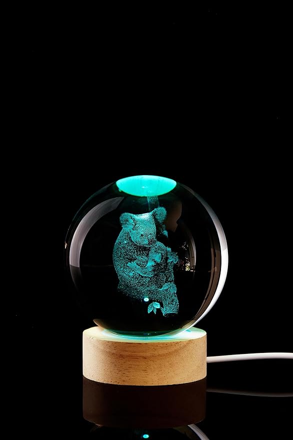 Conalisk 3D Koala Crystal Ball Lamp, Lifelike Bear Crystal Night Light - Image 8