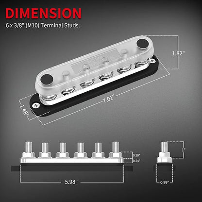 DaierTek 300A Bus Bar 12V Marine 12V Power Distribution Block - Image 2
