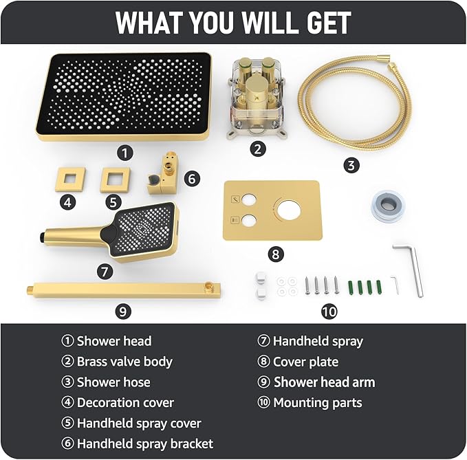 Iriber Thermostatic Shower System Wall Mount - Image 8