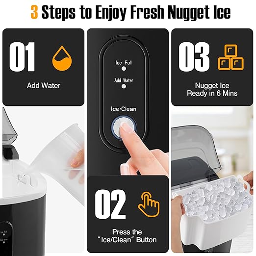 COSTWAY Nugget Countertop Ice Maker, Ready in 6 Mins, 34 lbs/24H, Ice Machine - Image 7