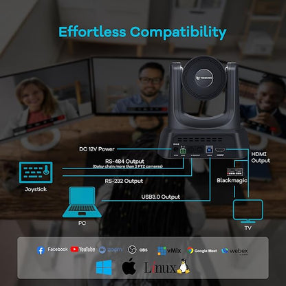 TONGVEO 3X Optical Zoom PTZ Camera AI Auto-Tracking HDMI USB 3.0 1080P 60fps - Image 8