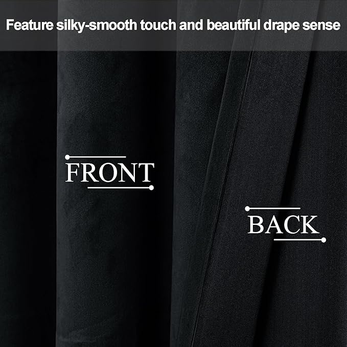 JIUZHEN Black Velvet Curtains 108 inches - Image 4