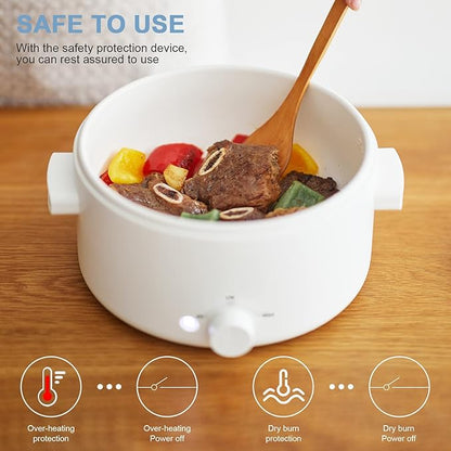 Hot Pot Electric, 2L Ceramic Glaze Non-Stick Pan, Portable Hot Pot - Image 2