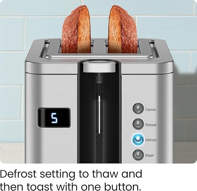 Chefman 2-Slice Digital Toaster, Stainless Steel, Extra-Wide Slots - Image 8