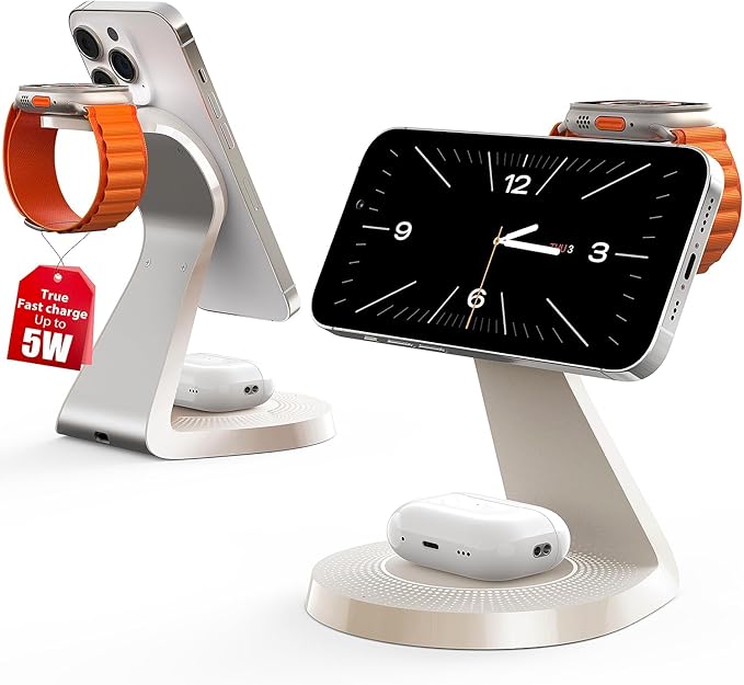 3 in 1 Charging Station for Apple Devices, Mag-Safe Charger Stand Fast Charging by LONGCONN