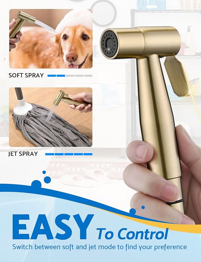 Gold Handheld Bidet Sprayer for Toilet, BRITULIF Jet Sprayer for Toilet Muslim - Image 4