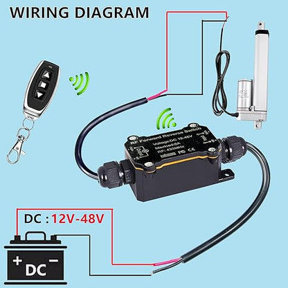 Forward and Reverse Remote Switch, DC 12V to 48V 8A Waterproof Remote Control - Image 2