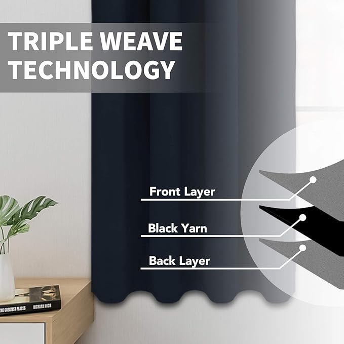 Easy-Going Blackout Curtains for Bedroom, Solid Thermal Insulated Grommet and - Image 3