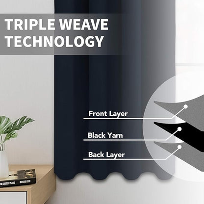 Easy-Going Blackout Curtains for Bedroom, Solid Thermal Insulated Grommet and - Image 3