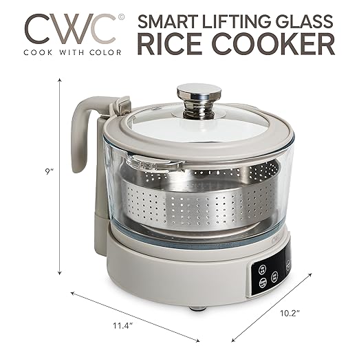 COOK WITH COLOR 3L Glass Mini Low Carb Rice Cooker – Holds 2 Cups Raw/Makes 6 - Image 3