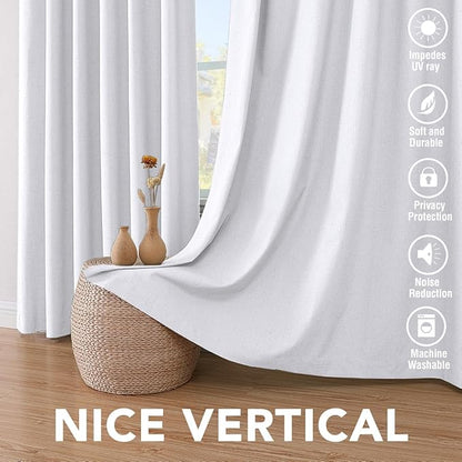 H.VERSAILTEX Primitive Linen Curtains 100% Blackout Curtain Drapes Burlap - Image 7
