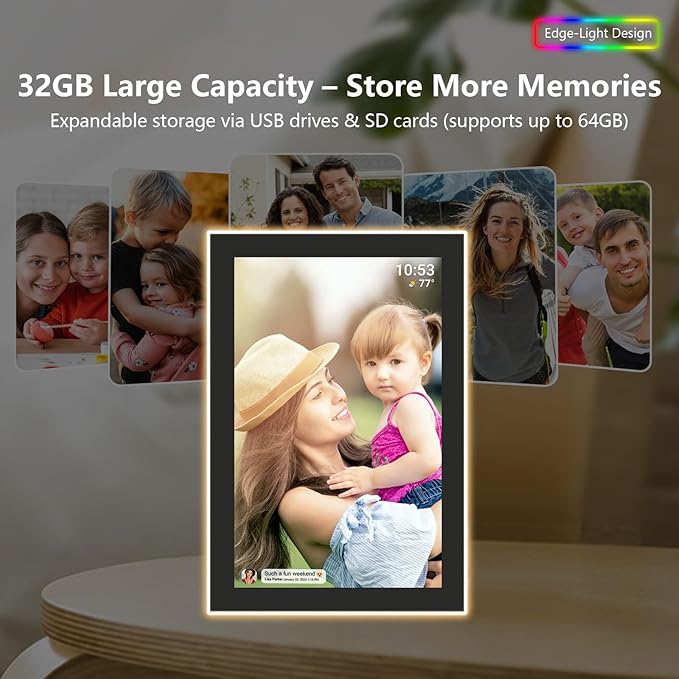 FRAMEO WiFi Digital Picture Frame, Edge-Light Design10.1 inch Photo Frame 32GB - Image 5