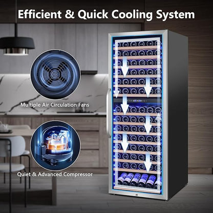 24" Wide Dual-Zone Wine Fridge 154-Bottles, Tall Freestanding/Built-in Wine - Image 5