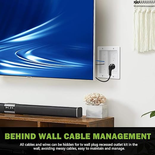 Wall Cable Concealer Management Kit, Recessed Outlet Behind TV - Image 7
