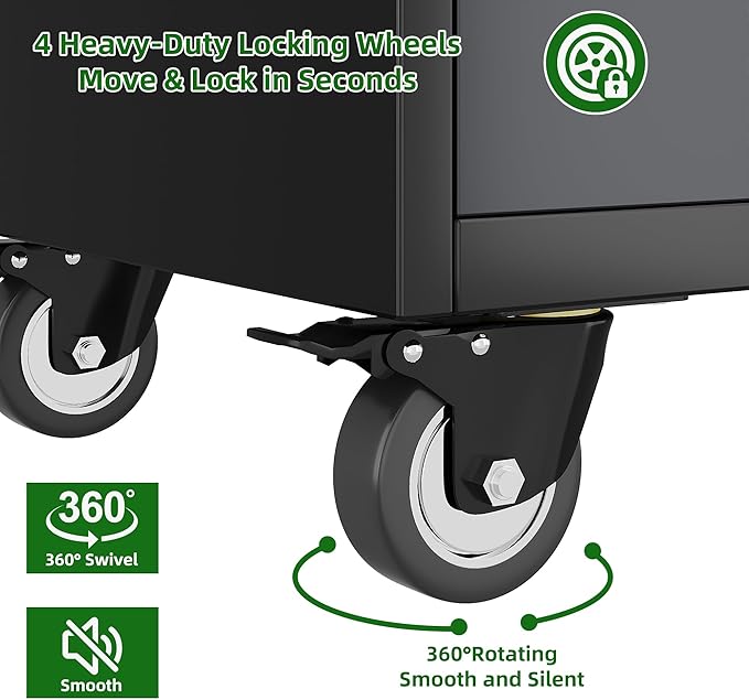 Garage Storage Cabinet with Wheels and Doors, Required Assembly - Image 7