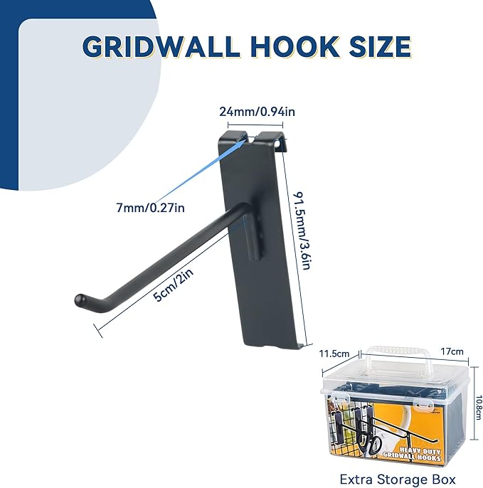 Alyoen Gridwall Hooks 2in, Grid Wall Hangers, Metal Display Hooks - Image 6
