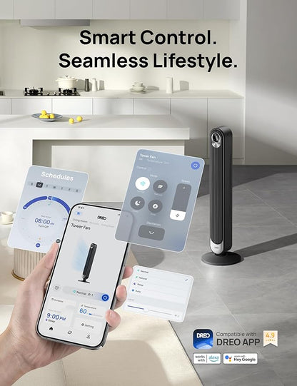 Dreo Smart Tower Fan WiFi Voice Control, Works - Image 9