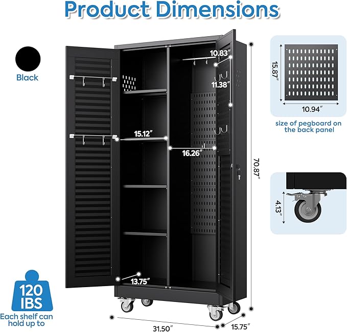 Mop and Broom Closet Storage Cabinet - Image 3