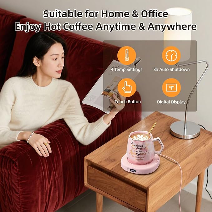 Coffee Mug Warmer & You are Awesome Mug Set, Smart Heated Electric Cup Warmer - Image 3