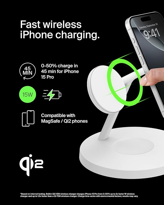 Belkin MagSafe-Compatible Charger, 3-in-1 Wireless Charging Station, - Image 3