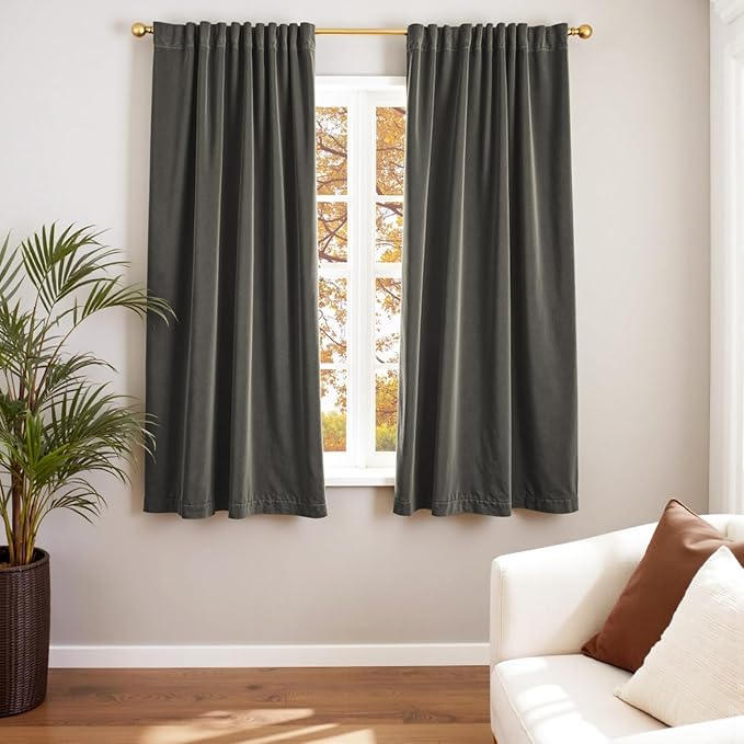 Lazzzy Velvet Blackout Curtains Thermal Insulated Room Window Drapes Super Soft by Lazzzy