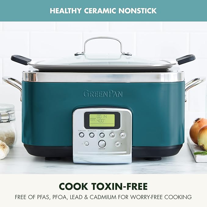 GreenPan Elite 8-in-1 Programmable 6QT Electric Slow Cooker, Dishwasher Safe - Image 2