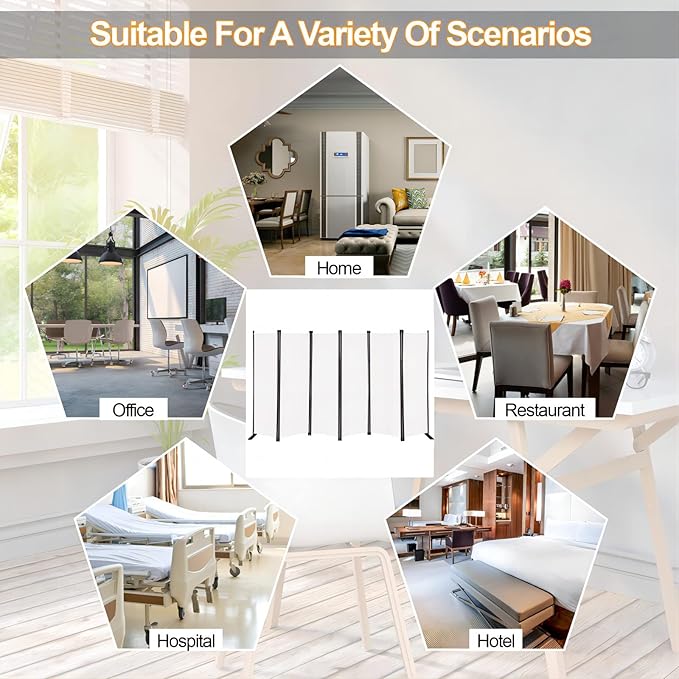 MAYOLIAH 6 Panel Folding Privacy Screen 9ft Wide, 6ft Tall Partition Room - Image 6