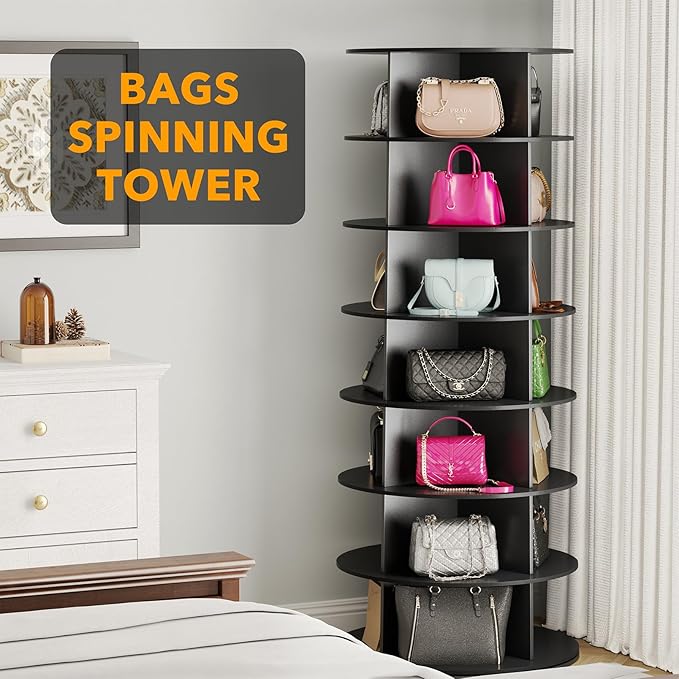 SpaceAid 7 Tier Rotating Shoe Rack Tower, Spinning Shoe Display Lazy Susan - Image 5