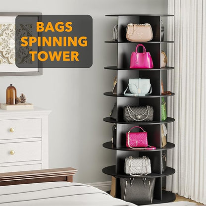 SpaceAid 7 Tier Rotating Shoe Rack Tower, Spinning Shoe Display Lazy Susan - Image 5
