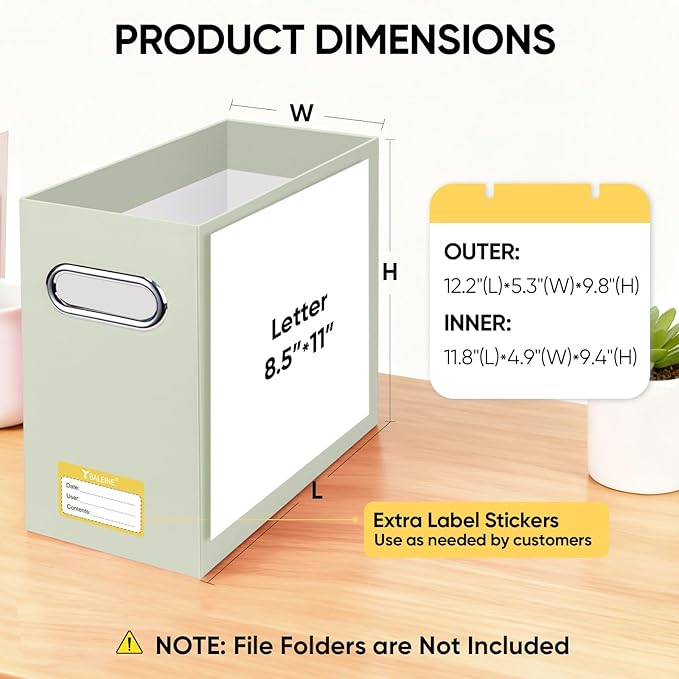 BALEINE File Organizer Box, Cardboard File Folder Organizer - Image 3
