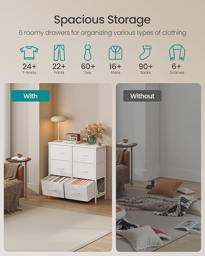 SONGMICS Dresser for Bedroom, Chest of Drawers, TV Stand, 6 Non-Woven Fabric - Image 4