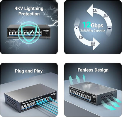 8 Port PoE Switch with 8 Ports 100Mbps PoE+@120W + 2 * Gigabit Uplink Port - Image 6